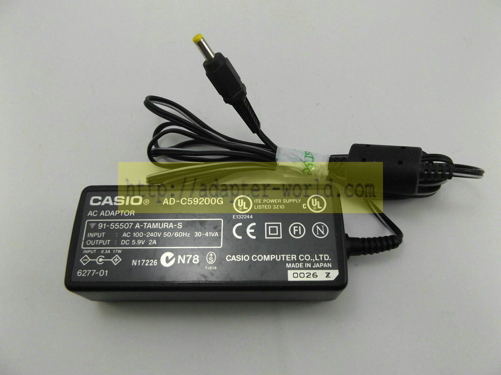 *Brand NEW*Casio DC 5.9V 2A AC Adaptor AD-C59200G Input 100-240V 50-60Hz 30-41VA POWER SUPPLY